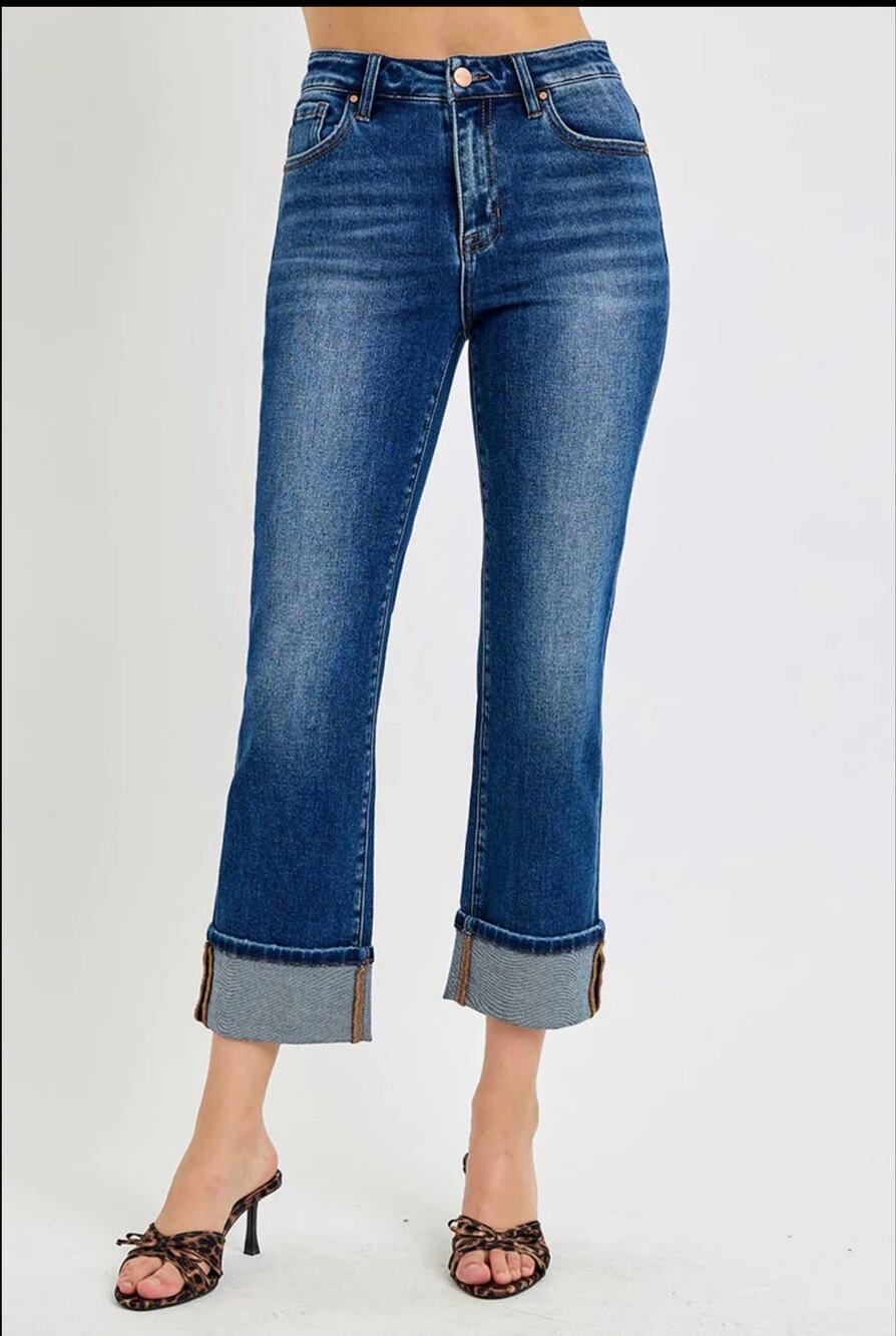 RISEN Jeans Women’s High Rise Cuffed Straight Leg Jeans Size 9/29 *EUC RDP5580
